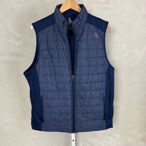 Rhoback Heather Blue Zip Front Quilted Fulton Performance Vest L